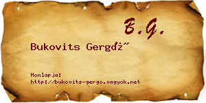 Bukovits Gergő névjegykártya